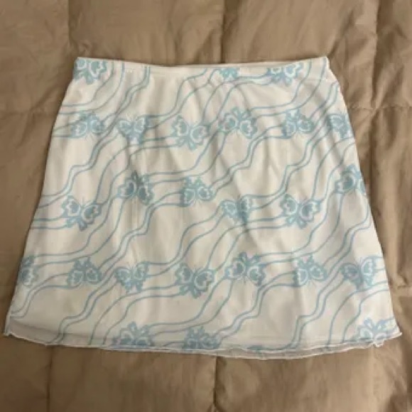 Pacsun Blue and White Mesh Mini Skirt - Picture 3 of 3